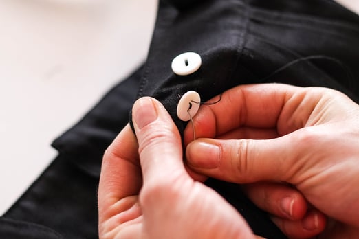 Hand sewing a button